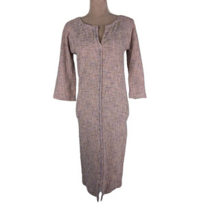 ANTHROPOLOGIE Humanoid Tweed Cotton Pink Midi Dress Size L Classic Old Money